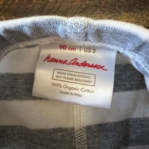 Hanna Andersson Size 3T Long John Pajama Pants Grey White Striped - Picture 3 of 4